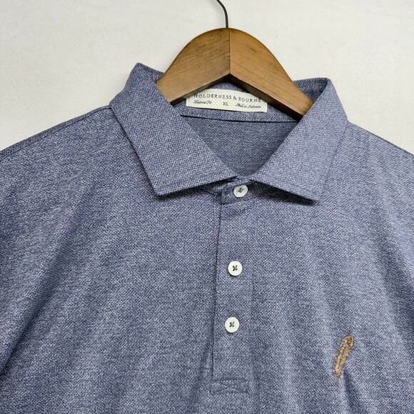 Holderness Bourne Polo Shirt men's XL Blue Chechessee Creek Club Solid Golf tech - Picture 1 of 8